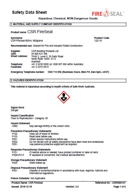 SDS FireSeal (Aus)
